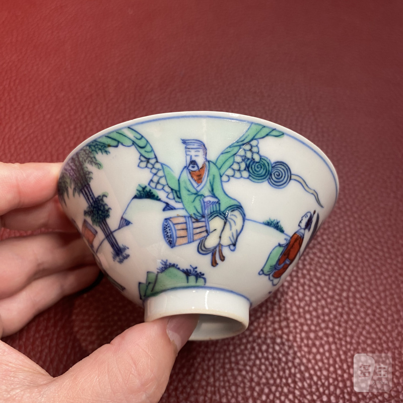 清 斗彩携琴访友图杯 - 图7